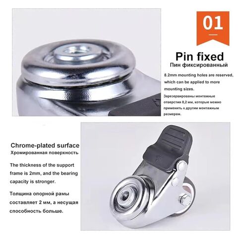 4 PCS 2" Heavy Duty Swivel Casters with 8.2mm Hole Locking Replacement Casters for Industrial, Machinery, Furniture(Type 2) in Saudi Arabia