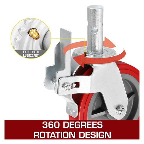 4 Scaffolding Wheel Set 8" Polyurethane Swivel Casters 3200 lbs with Brake for Replacement Shelves and Workbench in Saudi Arabia