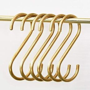 YANGQIHOME 12 Pieces, Brass S Shaped Hooks, Gold Coat Clothes Towel Hangers, Kitchen Pots Pans Coffee Cups Rack Hooks in Saudi Arabia