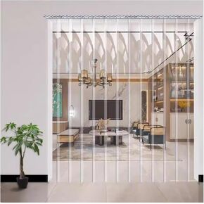 PVC Strip Door Curtain Kit - Insulated Waterproof Freezer Door Curtains, Anti-Snow & Wind Protection for Outdoor Balconies & Doorways (W240xH210cm/94.49x82.68in) in Kuwait
