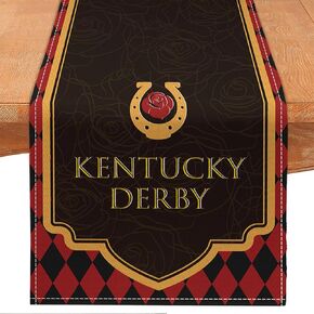Kentucky Table Runner,Run for The Roses Horse Racing Sports Festival Holiday Kitchen Dining Table Decoration for Home Party Decor-13x72 inches (13x72 inches, Rose Racing 02) in Saudi Arabia