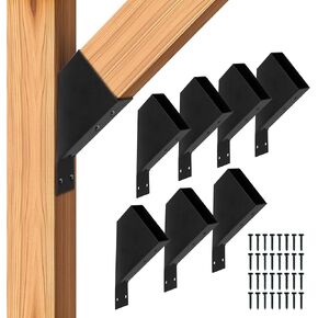 أدوات الحديد فورج 4x4 أقواس العريشة - 8 عبوات من مجموعة العريشة الزاوية الفولاذية المطلية بمسحوق - دعامة زاوية بزاوية 45 درجة للتركيب بنفسك - مجموعة الأجهزة والملحقات، مجموعات شرفة السقف in Kuwait