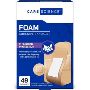 ضمادة لاصقة رغوية من كير ساينس، 48 قطعة بأحجام متنوعة | ضمادات لاصقة رغوية للجروح، مع غطاء حماية للجروح يدوم لمدة 8 ساعات، وتضميد ذاتي اللصق غير لاصق in Kuwait