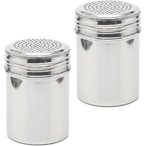 Stainless Steel Dredge Shaker Set - 10 oz Seasoning and Spice Dispenser and Secure Screw-On Lid for Salt, Pepper, Flour, Sugar, Baking and Cooking Use (2 Pack) in Saudi Arabia