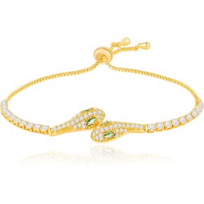 AURA & IRENA 18K Gold Plated Snake Bracelets for Women - Adjustable 3A Cubic Zirconia Bangle, Non-Tarnish Hypoallergenic Cuff Bracelets Gift in Kuwait