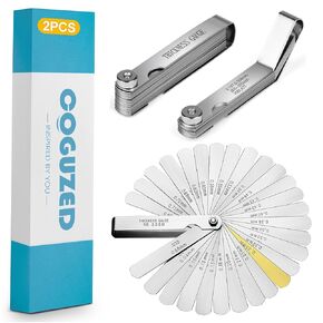CoguZed 2-Pack Stainless Steel Feeler Gauges Set: 32-Blade and 16-Blade Sets, Dual Marked Metric & Imperial, Precision Gages for Engine & Spark Plug Gap Measurement in Saudi Arabia