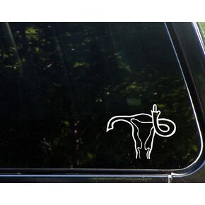 الإصبع الأوسط (الرحم) - 4-3/4 بوصة × 3-1/2 بوصة - ملصق من الفينيل مقطوع بالقالب/ملصق ممتص للصدمات للنوافذ والسيارات والشاحنات وأجهزة الكمبيوتر المحمولة، إلخ. in Kuwait