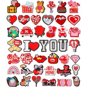 42 قطعة من مجموعة سحر تزيين الأحذية اللطيفة لعيد الحب، سحر الأحذية العصرية للنساء والفتيات البالغات، سحر حذاء عيد الحب PVC مع قلب الحب والحيوانات والحروف، هدايا مثالية لحفلات العطلات in Kuwait