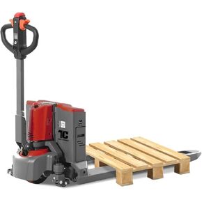 شاحنة البليت الكهربائية Tory Carrier 4400 رطل. كاب. رافعة منصة نقالة شديدة التحمل مقاس 48 × 27 شوكة بحجم كبير وبطارية ليثيوم أيون ذات سعة كبيرة - باللون الأحمر in Kuwait