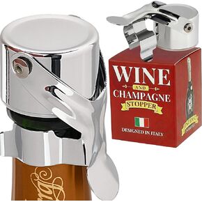 سدادة النبيذ وسدادة الشمبانيا مع ختم حاصل على براءة اختراع - 2 في 1، تصميم إيطالي، يحافظ على الفقاعات ومضادة للتسرب - قابلة لإعادة الاستخدام، مناسبة للنبيذ والكافا والبروسيكو والمياه الفوارة in Kuwait
