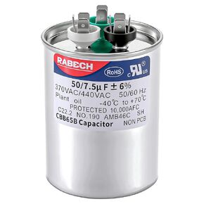 50/7.5uF 50+7.5MFD AC Capacitor 50 7.5 uF MFD 50/7.5MFD 370V or 440V CBB65B Round Dual Run Start A/C Capacitors ±6% 370V/440VAC for Air Conditioner in Kuwait