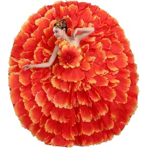 360 فستان رقص مفتوح كبير تتفتح الزهور أزياء رقص الرقص النساء تنورة كبيرة تنورة البتلة in Kuwait