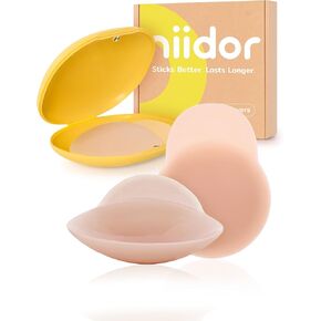 Niidor Silicone Nipple Covers Stickers Pasties Flower Shape Breathable Reusable Breast Petals Boob Bads for Women, Nipple Coverings Adhesive Bra with Case Nude in Kuwait