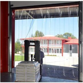 طقم ستائر باب بشريط PVC شفاف - مصاريع فينيل بلاستيكية معزولة للمستودعات والجراج ومداخل الحظيرة - سهلة التركيب مع الأجهزة (W195xH240cm/76.77x94.49in) in Kuwait