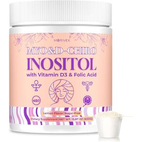 Myo-Inositol & D-Chiro Inositol Supplement for Women, 4000mg:100mg Inositol Powder, Fertility Supplements Hormonal Balance for Women Ovarian Health Support, with Folate & Vitamin D, Vegan, 90-Day in Saudi Arabia