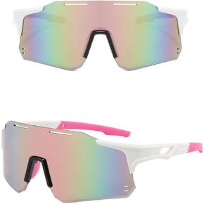نظارات شمسية رياضية للرجال والنساء نظارات شمسية للحماية من الأشعة فوق البنفسجية 400 للجري وركوب الدراجات والبيسبول والصيد للاستخدام الخارجي (أبيض، وردي) in Kuwait