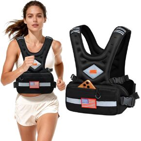 Weighted Vest Woman & Men, 6-10lb/8-20lb/8-30lb Adjustable weighted Vest With Pockets & Reflective Strips for Walking, Running, Hiking,Rucking, Workout, Strength Training in Saudi Arabia