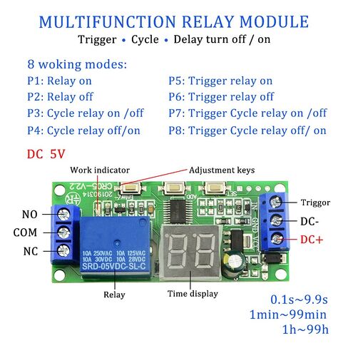 XINGYHENG Multifunctional Relay Module DC 5V Trigger Cycle Delay Turn Off and Turn On Display Relay Expansion Plate Load Controlled Relay Timer Switch Module for Industrial Automation Process in Saudi Arabia
