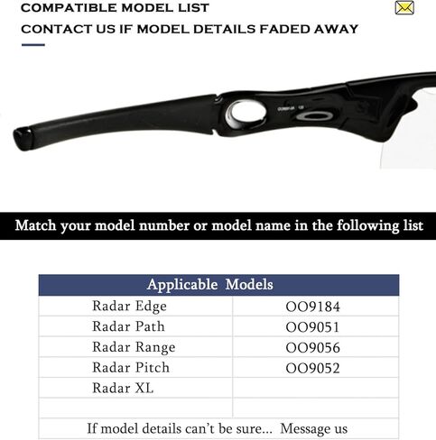 Replacement Rubber Kit Earsocks Nose Pads for Oakley Radar Path OO9051/Radar Edge OO9184/Radar Range OO9056/Radar Pitch OO9052/Radar XL Sunglasses Frame, Black Ear Temple Sleeve Set in Saudi Arabia