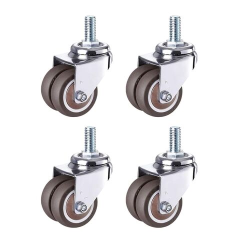 4 PCS 2 Inch Heavy Duty Swivel Rod Rubber Casters M12 x 25mm Locking Casters Furniture Replacement Casters(B) in Saudi Arabia