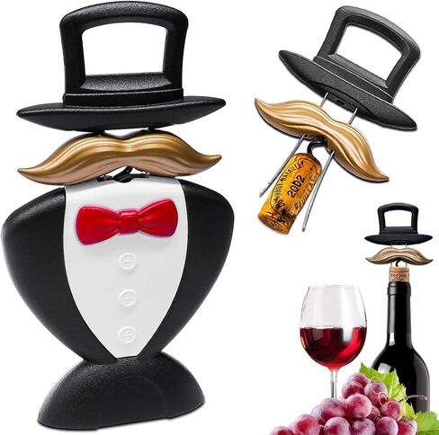 فتاحة نبيذ Ah So للزجاجات العتيقة، فتاحة زجاجات قديمة 3 في 1، مزيل فلين ذو شوكتين مع فتاحة زجاجات بيرة، للخبراء وهواة الجمع لفتح الفلين (كلاسيكي) in Kuwait