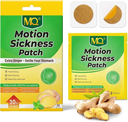 MQ Motion Sickness Patches – 30% Extra Ginger Sea Sickness Patch for Cruise – Fast-Acting, Non-Drowsy, Naturally Sourced, Travel Essentials in Kuwait