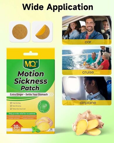 MQ Motion Sickness Patches – 30% Extra Ginger Sea Sickness Patch for Cruise – Fast-Acting, Non-Drowsy, Naturally Sourced, Travel Essentials in Kuwait