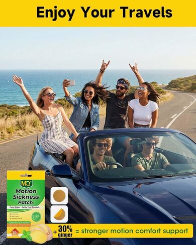 MQ Motion Sickness Patches – 30% Extra Ginger Sea Sickness Patch for Cruise – Fast-Acting, Non-Drowsy, Naturally Sourced, Travel Essentials in Kuwait