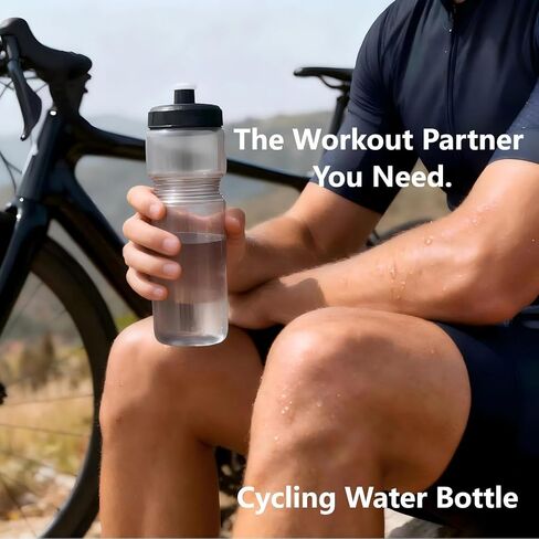 24oz Squeeze Bike Water Bottle,Clear,Leak Proof, BPA-Free, Fit Bike Cages, Gym Cycling Hiking. (Light Grey) in Saudi Arabia