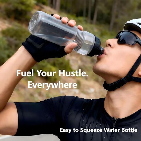 24oz Squeeze Bike Water Bottle,Clear,Leak Proof, BPA-Free, Fit Bike Cages, Gym Cycling Hiking. (Light Grey) in Saudi Arabia