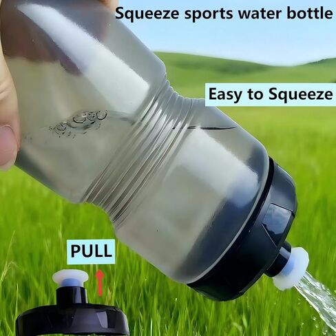 24oz Squeeze Bike Water Bottle,Clear,Leak Proof, BPA-Free, Fit Bike Cages, Gym Cycling Hiking. (Light Grey) in Saudi Arabia