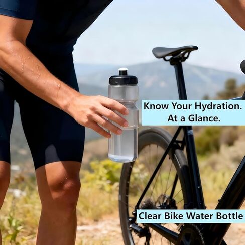 24oz Squeeze Bike Water Bottle,Clear,Leak Proof, BPA-Free, Fit Bike Cages, Gym Cycling Hiking. (Light Grey) in Saudi Arabia