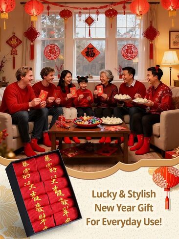 6 Pairs 2026 Chinese New Year Gifts Red Fortune Horse Cotton Crew Socks Spring Festive Socks for Women Men in Saudi Arabia