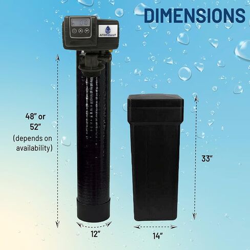 نظام منقي المياه AFW Premium Fleck Whole House 64k - ترقية 10٪ راتنج 5600sxt يتم قياسها عند الطلب - نظام فعال لتنعيم المياه مع ممر جانبي 1 بوصة وخزان محلول ملحي - سعة 64000 حبة in Kuwait