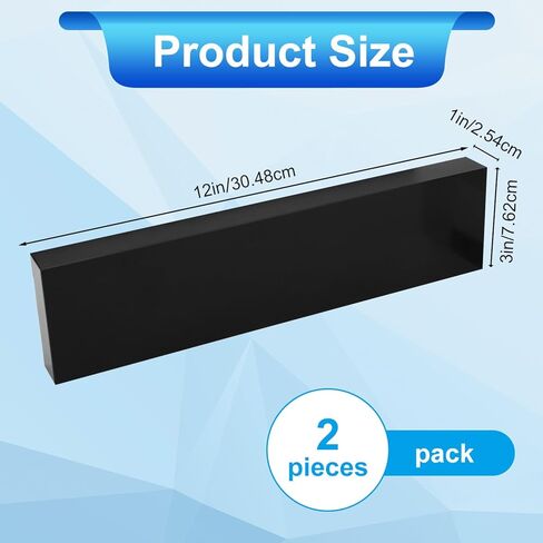 2pcs HDPE Plastic Blocks, 12x3x1in/30.48x7.62x2.54cm High Density Polyethylene Solid Plastic Block for Machining Floor Installation Prototyping DIY Projects Engineering (Black) in Saudi Arabia