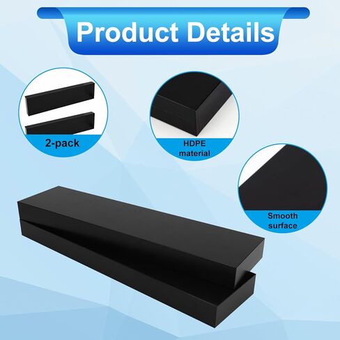 2pcs HDPE Plastic Blocks, 12x3x1in/30.48x7.62x2.54cm High Density Polyethylene Solid Plastic Block for Machining Floor Installation Prototyping DIY Projects Engineering (Black) in Saudi Arabia