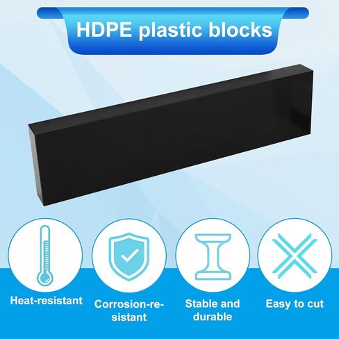 2pcs HDPE Plastic Blocks, 12x3x1in/30.48x7.62x2.54cm High Density Polyethylene Solid Plastic Block for Machining Floor Installation Prototyping DIY Projects Engineering (Black) in Saudi Arabia