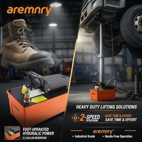 مضخة هواء/هيدروليكية تعمل بقدرة 10,000 رطل لكل بوصة مربعة، وخزان زيت 98 بوصة مكعبة/مضخة قدم هيدروليكية هوائية شديدة التحمل سعة 1.6 لتر مع مدخل هواء 1/4 NPT ومخرج زيت 3/8 NPT، للكباش والمكابس والسحّابات الهيدروليكية in Kuwait