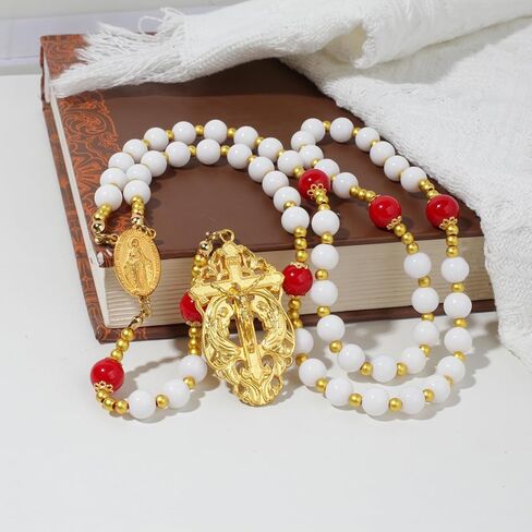 Gold Rosary Catholic Rosary Necklace for Women St. Miraculous Medal & Cross Crucifix Catholic Prayer in Saudi Arabia