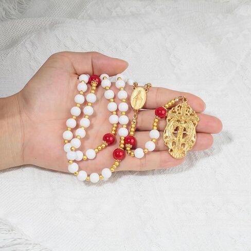 Gold Rosary Catholic Rosary Necklace for Women St. Miraculous Medal & Cross Crucifix Catholic Prayer in Saudi Arabia