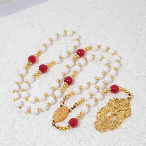 Gold Rosary Catholic Rosary Necklace for Women St. Miraculous Medal & Cross Crucifix Catholic Prayer in Saudi Arabia