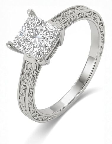 Diamond Ring For Women - IGI Certified Lab Grown Diamond Rings for Any Occasion, Wedding, Engagement Ring D-F Colorless, VVS1-VVS2-VS1 Clarity - Princess Shape in Saudi Arabia