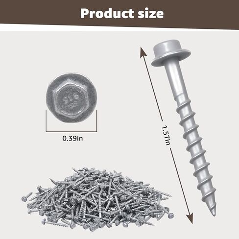 #9 × 1-1/2" براغي موصل SD مع كم التركيب/مسامير شماعات الرافعة شديدة التحمل/ رأس سداسية 1/4 بوصة بقطر 0.370 بوصة، استبدل SD9112R500 و10D مسمار - حماية من الصدأ من 4 طبقات (500-Qty) in Kuwait
