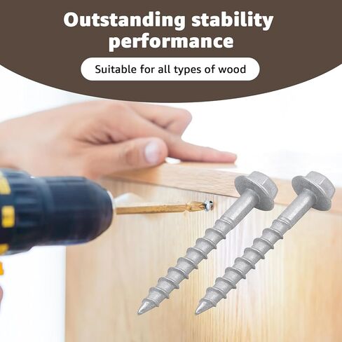 #9 × 1-1/2" براغي موصل SD مع كم التركيب/مسامير شماعات الرافعة شديدة التحمل/ رأس سداسية 1/4 بوصة بقطر 0.370 بوصة، استبدل SD9112R500 و10D مسمار - حماية من الصدأ من 4 طبقات (500-Qty) in Kuwait