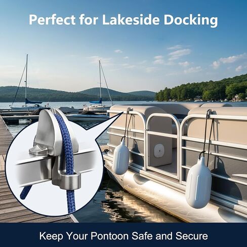 -1" Stainless Steel Boat Fender Clips,Pontoon Boat Square Rail Fender Hangers/Adjusters/Clips Hangers,(for 1" Square Fender Poles), Work with Pontoon Bumpers for Docking. in Saudi Arabia