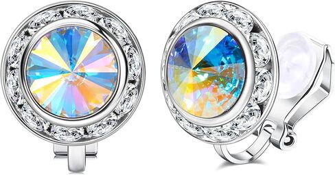 Clip on Dance Earrings for Women Crystal Halo Rhinestone Earrings for Competitions Performance Stage Wedding Party in Saudi Arabia