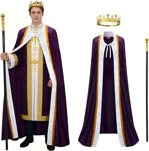 زي الملك للرجال والنساء، زي الملكة، رداء الملك الملك للبالغين، صولجان التاج المعدني، أزياء اللورد فاركواد in Kuwait