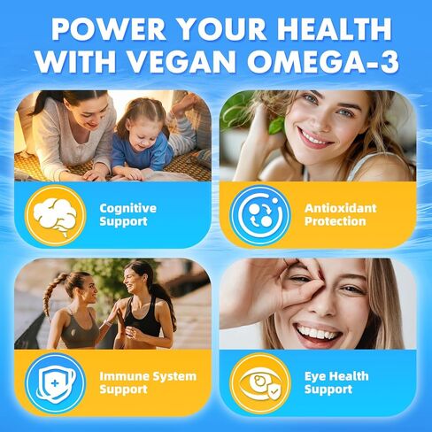 Vegan Omega-3 Gummies - 1600mg with 600mg EPA & 400mg DHA. High Absorption Formula. Delicious Orange Flavor - 60 Gummies in Saudi Arabia