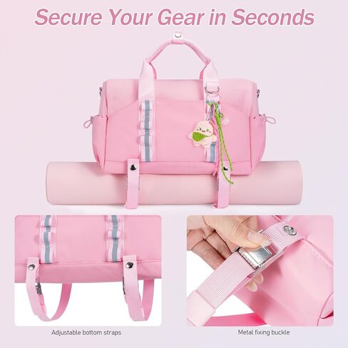 حقيبة رياضية صغيرة مع حامل بساط اليوغا للنساء والرجال حقيبة دفل رياضية صغيرة مع حجرة رطبة وسحاب مضاد للسرقة 14 بوصة حقيبة تمرين خفيفة الوزن للبيلاتيس - أسود in Kuwait