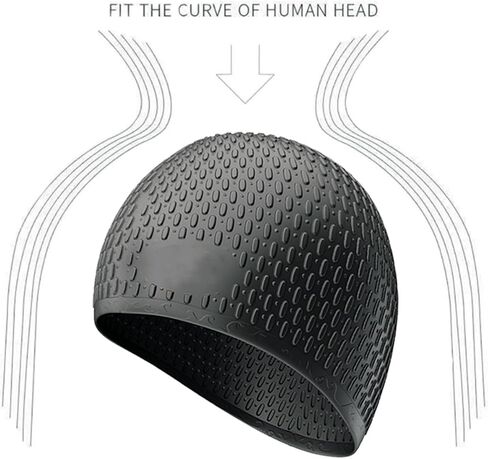 قطعة واحدة من قبعة السباحة المصنوعة من السيليكون للجنسين، قبعة السباحة للنساء، قبعة استحمام مريحة مثالية للشعر المجعد القصير والمتوسط ​​الطويل، قبعات الدش تحافظ على تصفيفة الشعر دون تغيير in Kuwait